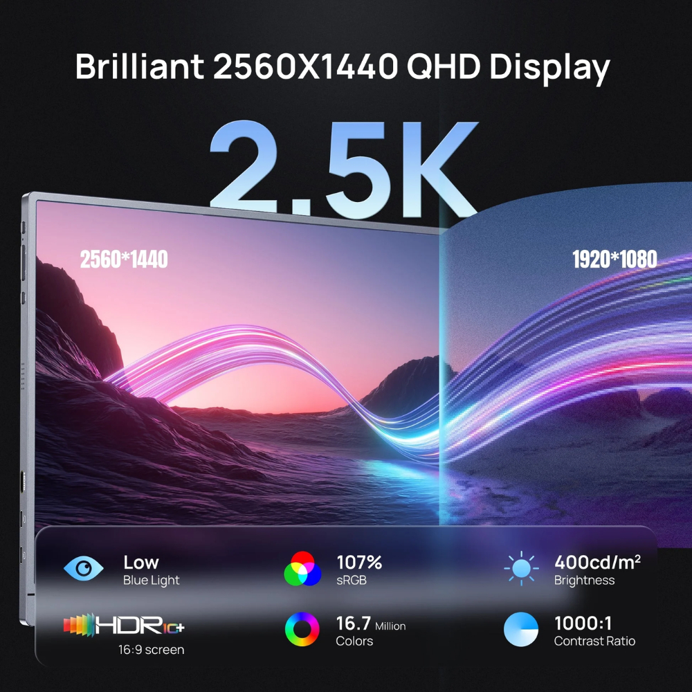Màn hình di động ARZOPA Z3FC 16.1" IPS 180Hz 2.5K 107% sRGB HDR | Cho PC, Laptop, Mobile | BigBuy360 - bigbuy360.vn