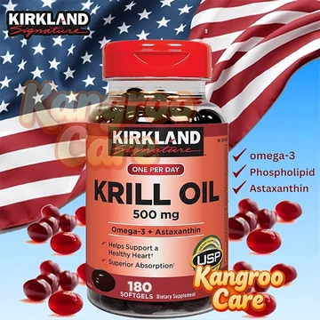 【Nhập khẩu từ Mỹ】Viên Uống Dầu Nhuyễn Thể Tôm Kirkland Krill Oil 500mg 160 viên