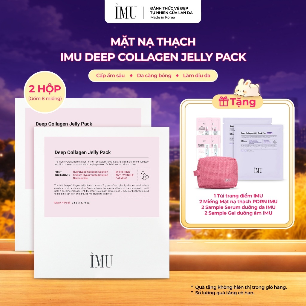 Combo 2 Hộp Mặt Nạ Thạch IMU Deep Collagen Jelly Pack Cấp Ẩm, Phục Hồi, Dưỡng Sáng, Ngừa Lão Hóa