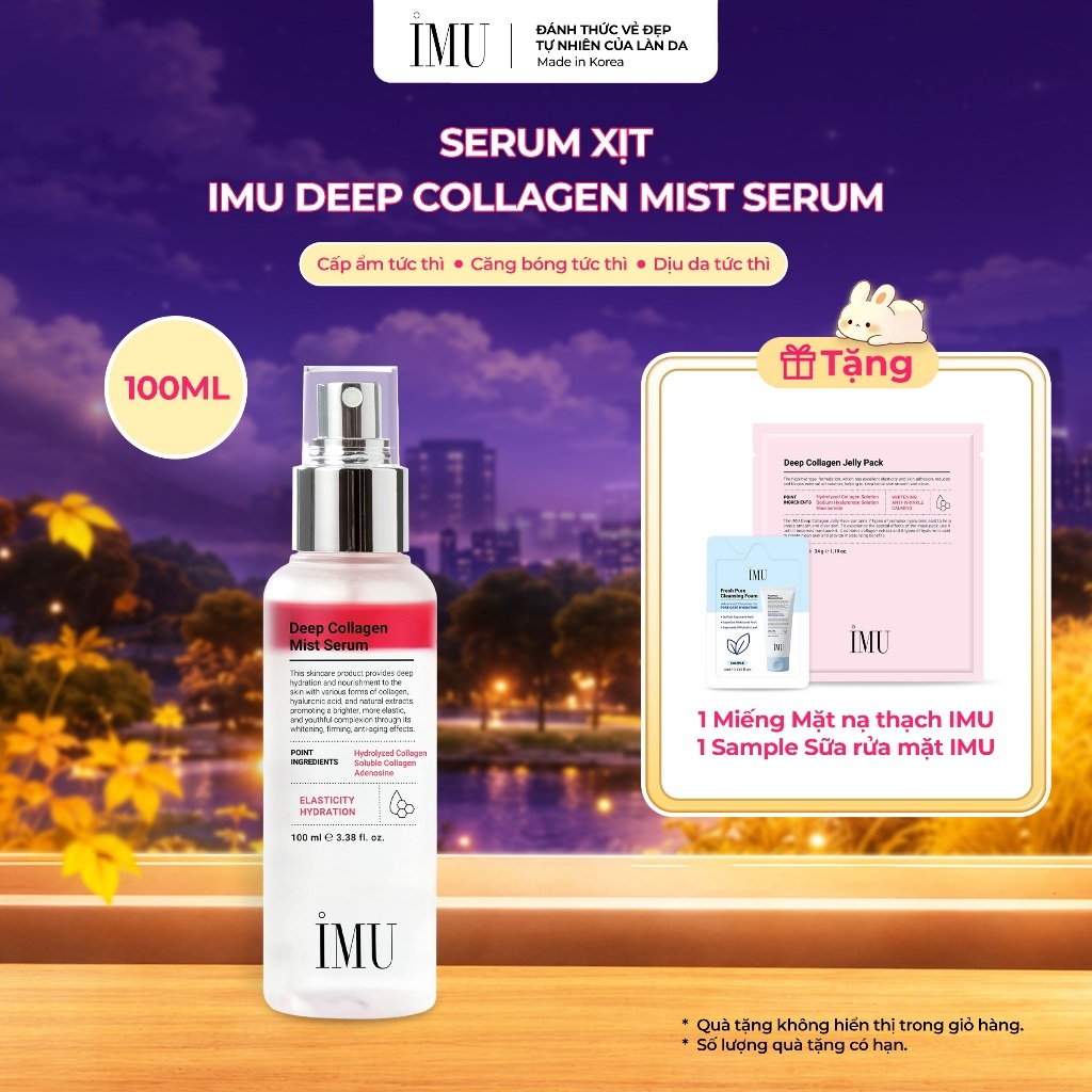Serum Dạng Xịt IMU Deep Collagen Cấp Ẩm Sâu, Dưỡng Căng Bóng Da, Tăng Đàn Hồi Da 100ml
