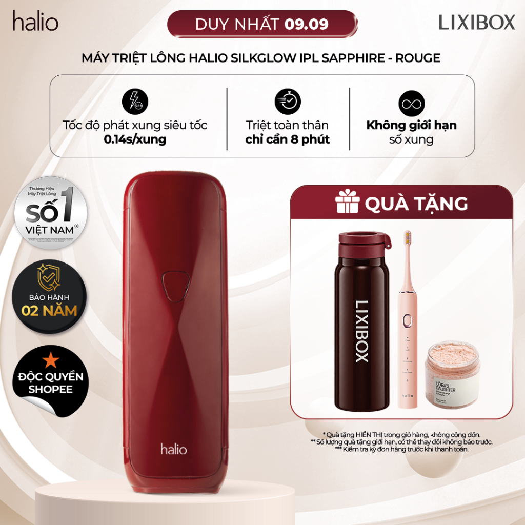 [PHIÊN BẢN ĐỘC QUYỀN] Máy Triệt Lông Halio SilkGlow IPL Sapphire Cooling Hair Removal Device - Rouge