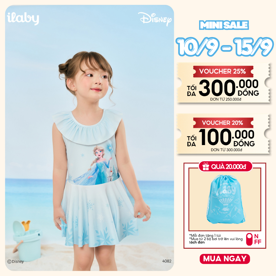 [TẶNG TÚI BƠI] Váy bơi liền thân bé gái ELSA, đồ bơi bé gái chất liệu cao cấp chống nước [4082]