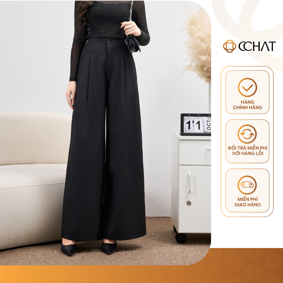 Quần Ống Rộng 𝐂𝐂𝐇𝐀𝐓 Dáng Suông Túi Chéo Fringed Chất Liệu Tuytsi Cao Cấp 15QDS2034ST