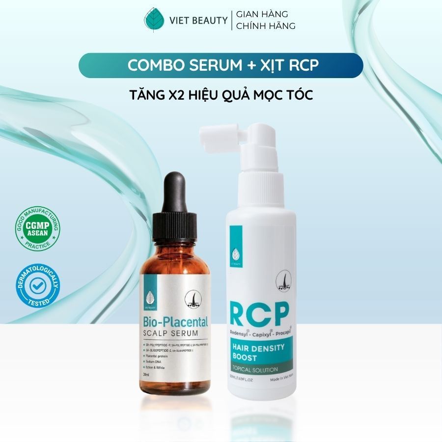 Combo serum dưỡng nang + xịt mọc tóc RCP Việt Beauty hỗ trợ mọc tóc