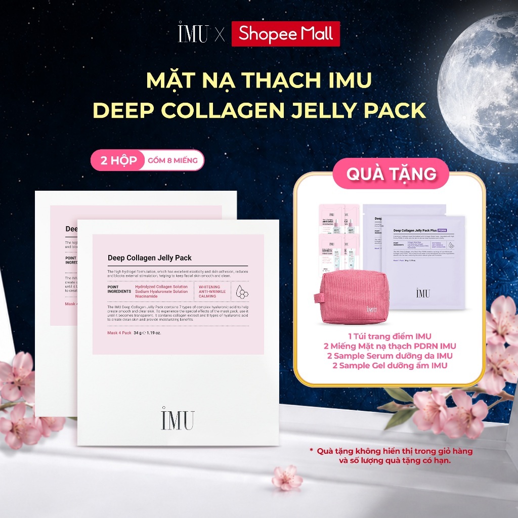 Combo 2 Hộp Mặt Nạ Thạch IMU Deep Collagen Jelly Pack Cấp Ẩm, Phục Hồi, Dưỡng Sáng, Ngừa Lão Hóa