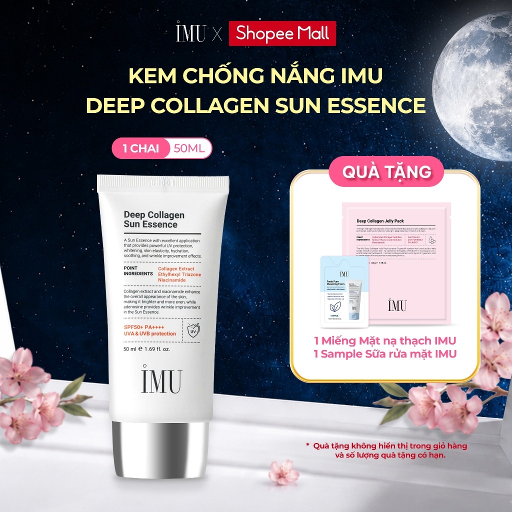 Kem Chống Nắng IMU Deep Collagen Sun Essence SPF50+ PA+++++ 50ml – Mỏng Nhẹ, Thấm Nhanh, Không Nhờn