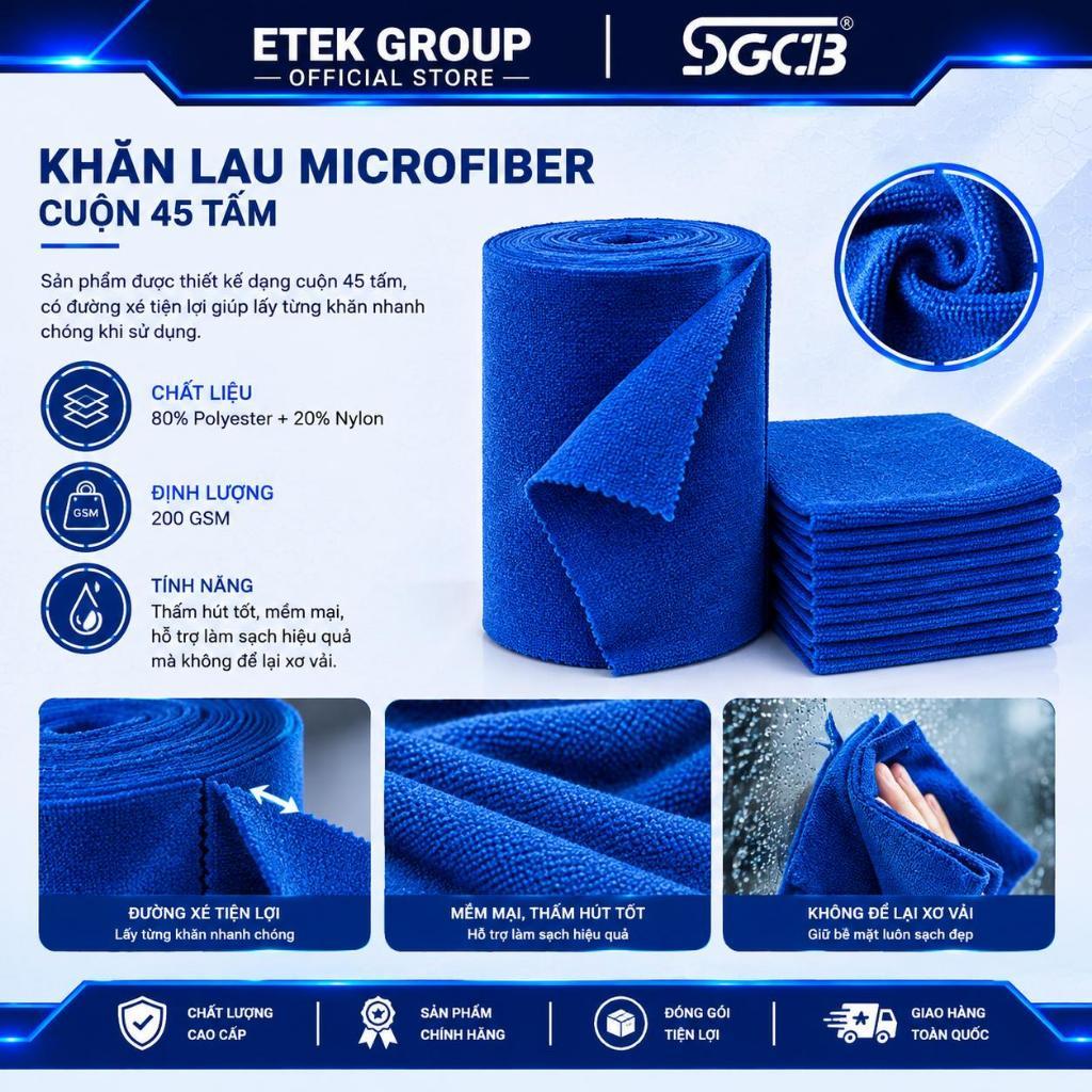Cuộn Khăn Vi Sợi Microfiber Dạng Xé SGCB SGGD434/SGGD453 – 45 Tấm/Cuộn, Siêu Thấm Hút, Không Xơ, Không Trầy Xước | Chính | BigBuy360 - bigbuy360.vn
