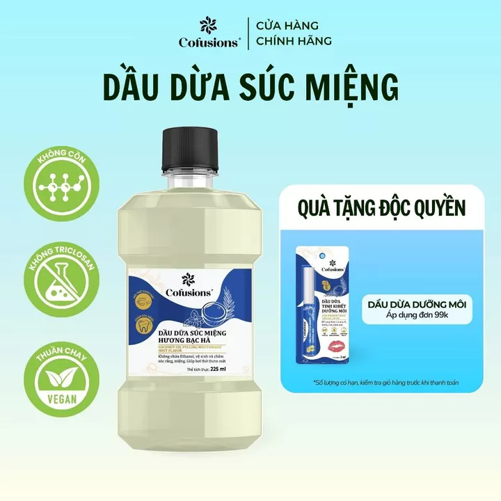 Dầu dừa súc miệng Hương Bạc Hà thơm mát Cofusions - Chai 225ml