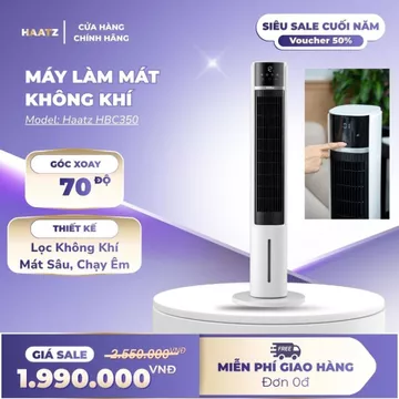 Máy Làm Mát Không Khí Haatz HBC350 Làm Mát Bằng Hơi Nước Ion Âm Mát Sâu, Siêu Êm, Lọc Không Khí