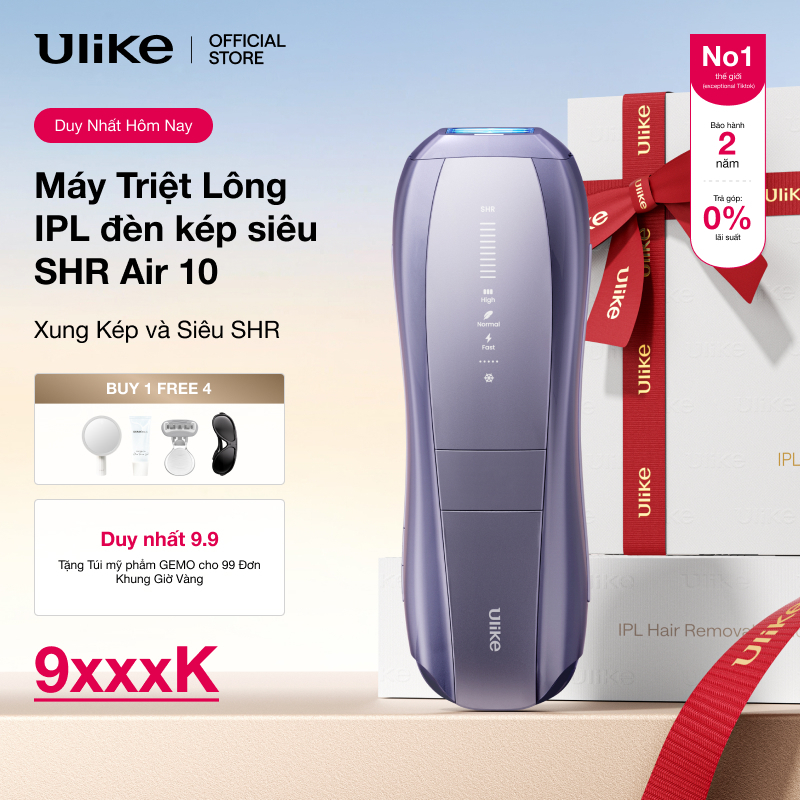 Máy triệt lông Ulike Air 10 công nghệ làm mát Ice Cooling IPL Sapphire Tím siêu xung SHR