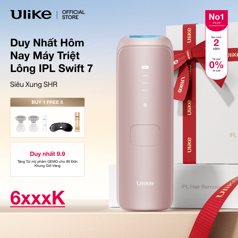 Máy triệt lông Ulike Swift 7 công nghệ làm mát Ice Cooling IPL Sapphire Hồng