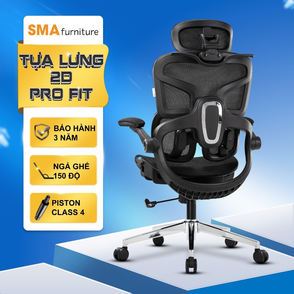 Ghế công thái học SMA Furniture Tanji, Tựa lưng 2D cực Fit, ngả ghế 135 độ, piston class 4 | BigBuy360 - bigbuy360.vn