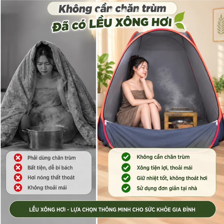 Lều xông hơi sau sinh tự bung tại nhà bảo hành 24 tháng - Lều xông hơi chui đầu Kiều Phi (màu ngẫu nhiên) – 2
