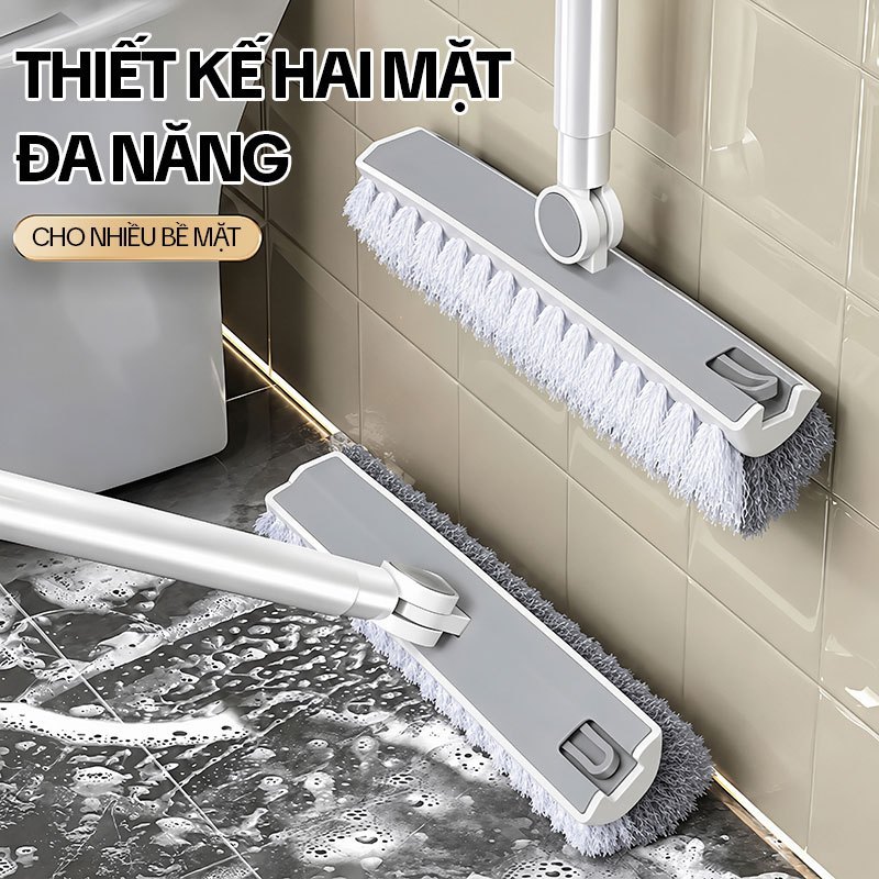 Cây chà sàn nhà tắm KITIMOP CS05, bàn chải chữ V cọ khe góc, kẹp gắp tóc, cán inox 124cm | BigBuy360 - bigbuy360.vn