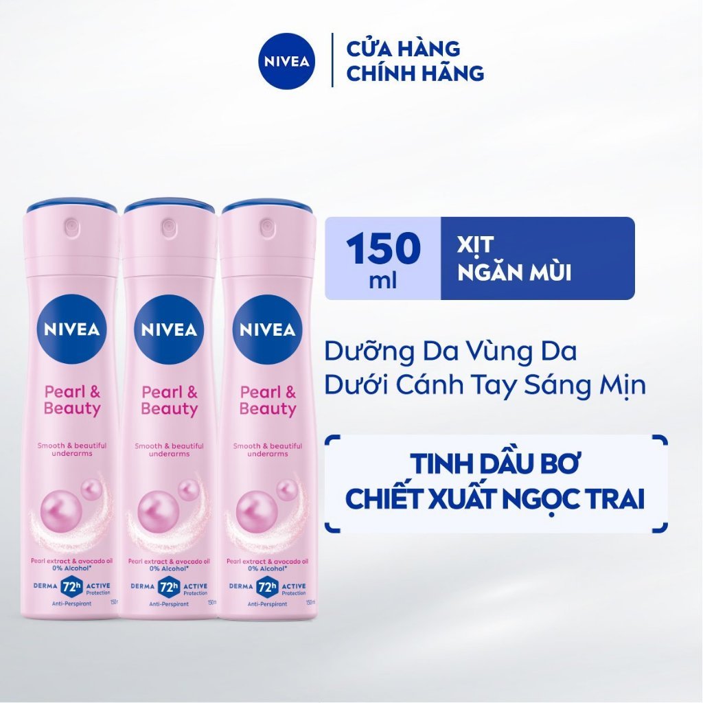 Combo 3 Xịt Khử Mùi NIVEA Dành Cho Nữ 150ml - Dưỡng Sáng/ Mờ Thâm/ Chống Ố Vàng Áo - Ngăn Mùi Đến 72H