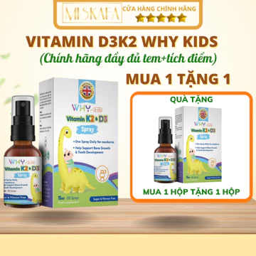 Vitamin D3K2 WHY kids, Vitamin D3 thuần hấp thụ canxi tốt cho bé lớn khỏe, tăng đề kháng, chiều cao