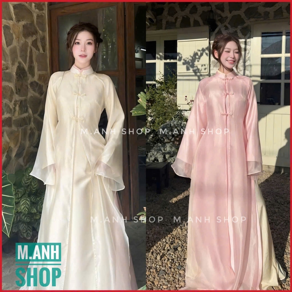 Áo Dài Mitu Tứ Thân 2 Lớp Chất Liệu Tơ Mềm Phối Lụa Cao Cấp