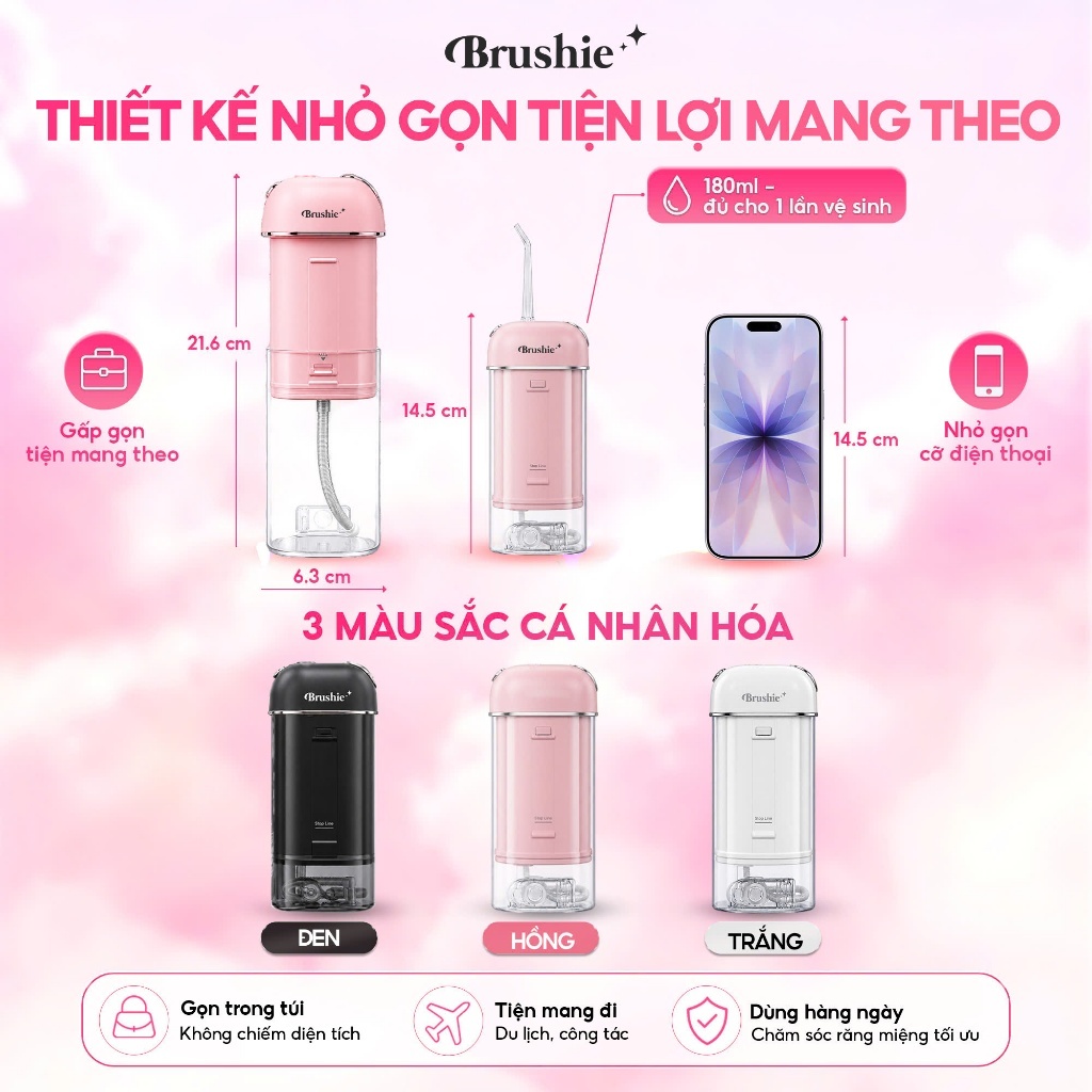 [ShopeeVIP] Tăm Nước Brushie Ultra Clean 16 Chế Độ Làm Sạch, Flossie Gấp Gọn Du Lịch, SVIP | BigBuy360 - bigbuy360.vn