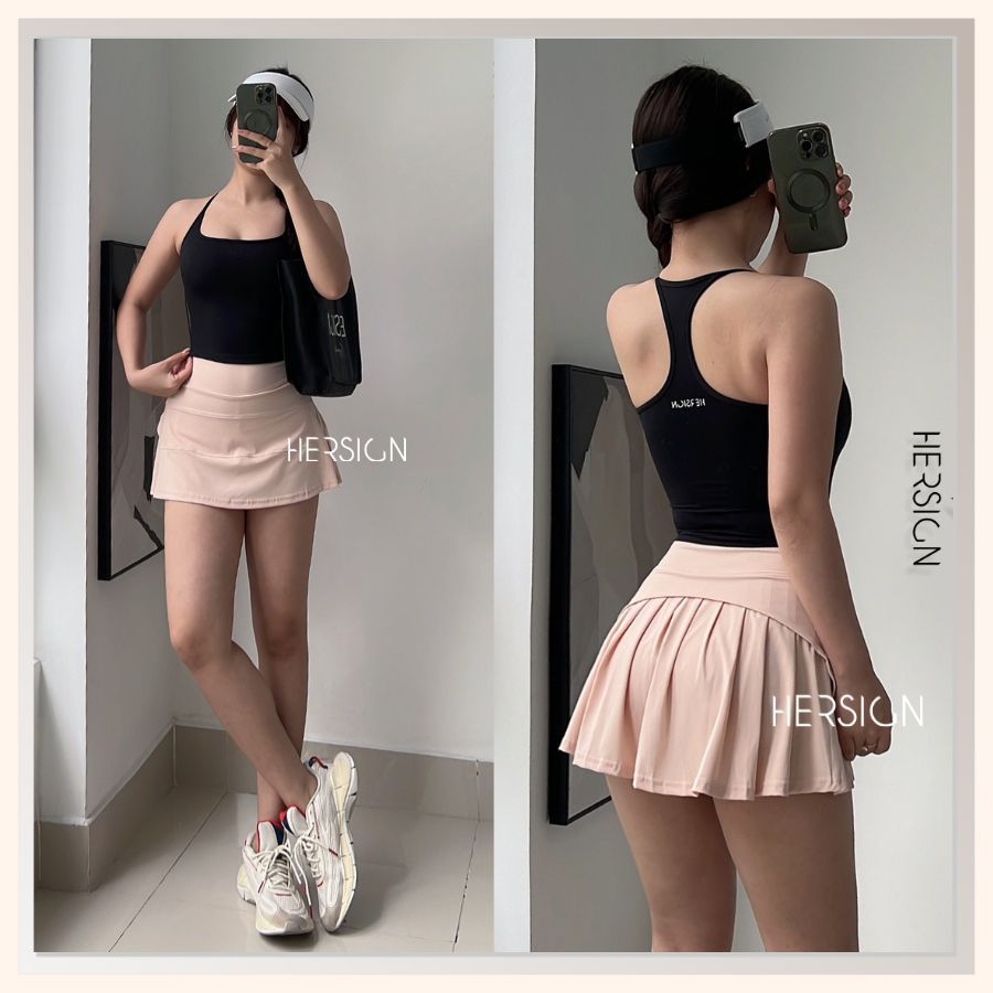 HERSIGN Set váy pickleball nữ Bộ đồ thể thao chơi tennis, cầu lông SMIXA24V05A BST HERSIGN GRACED MOTION