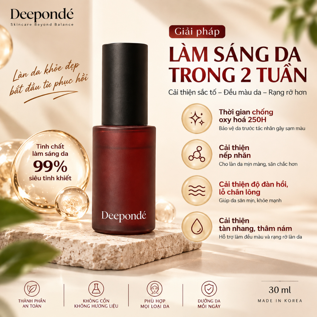 Serum trẻ hoá phục hồi da lão hoá sạm nám, LCL to Deepondé Glutathione Toning Ampoule Deeponde 30ml - Serum Dưỡng Sáng | BigBuy360 - bigbuy360.vn