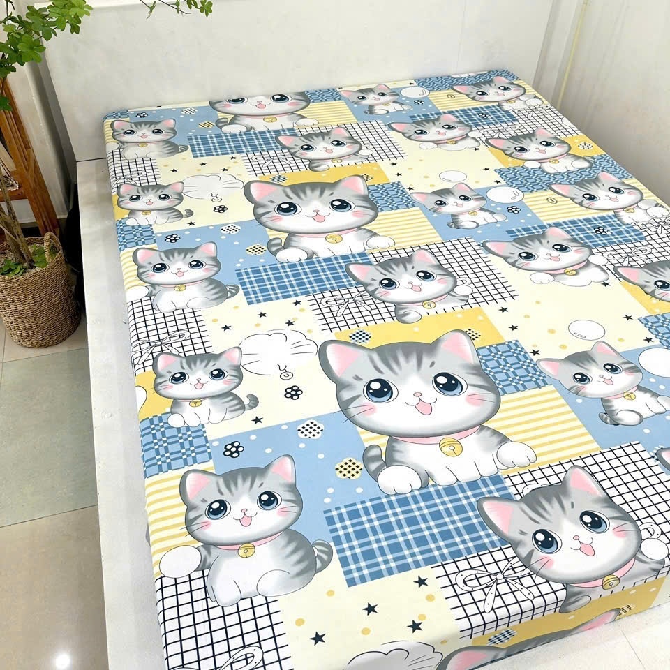 Drap nệm thun lạnh 3D Hàn Quốc ( không vỏ gối)