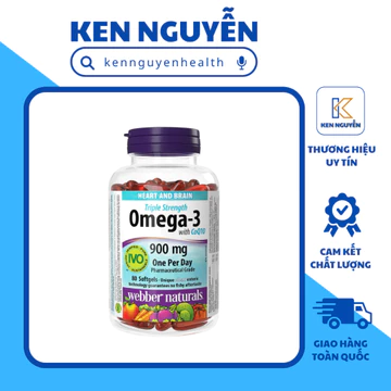 Webber Omega-3 900 mg + CoQ10 100 mg – Công Thức EPA, DHA Và Coenzyme Q10 Hỗ Trợ Tim Mạch, Não Bộ