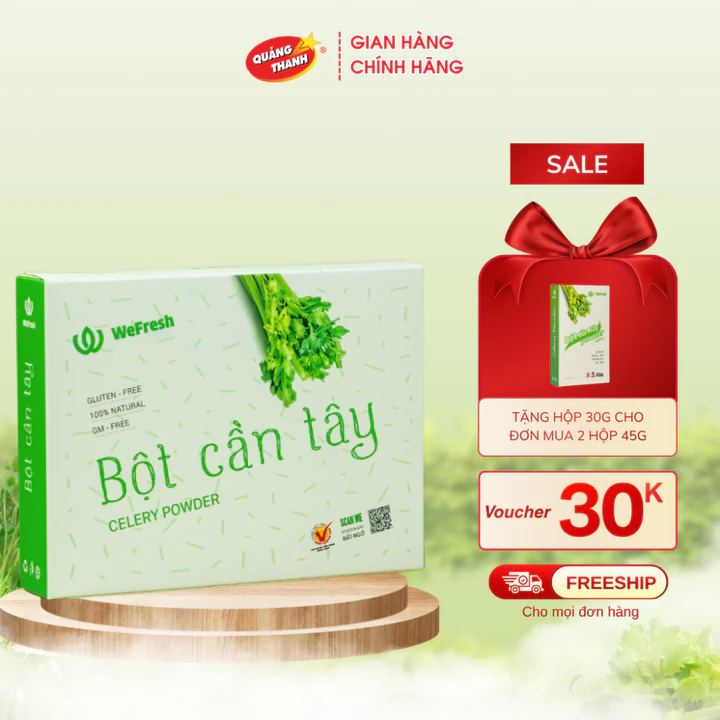 Bột Cần Tây Sấy Lạnh Nguyên Chất Quảng Thanh Hộp 45g (15 x 3g)