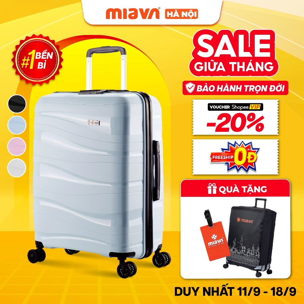[✨BEST SELLER] Vali Kéo MIA Du Lịch Pisani LANI Size 20/24/28 Inch, Nhựa PP Dẻo Siêu Bền, Khóa TSA, Bảo Hành Trọn Đời