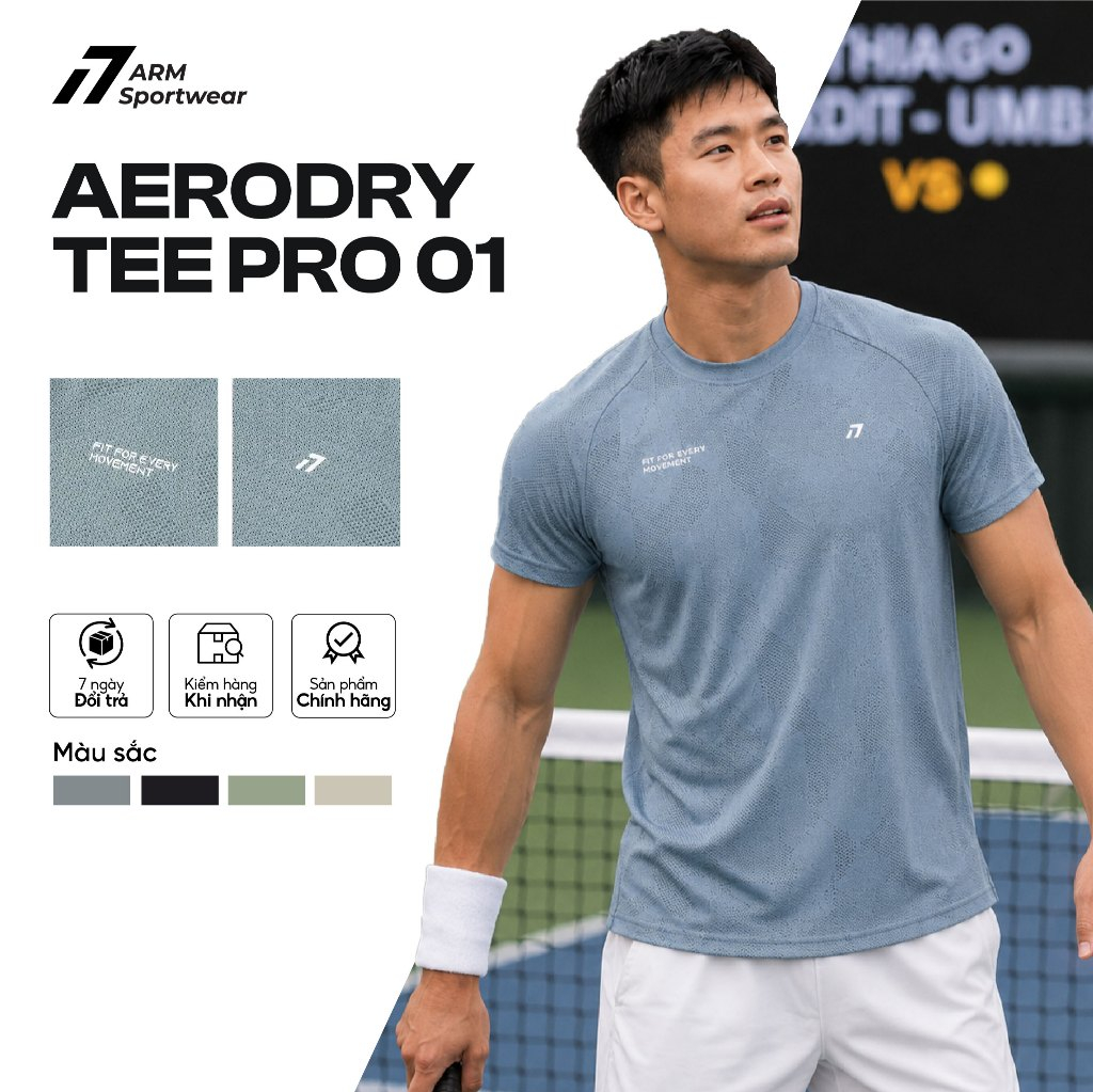 Áo Thun Nam Thể Thao AeroDry Tee Pro 01 ARM chất vải mát lạnh, co giãn thoải mái, tập gym, chạy bộ