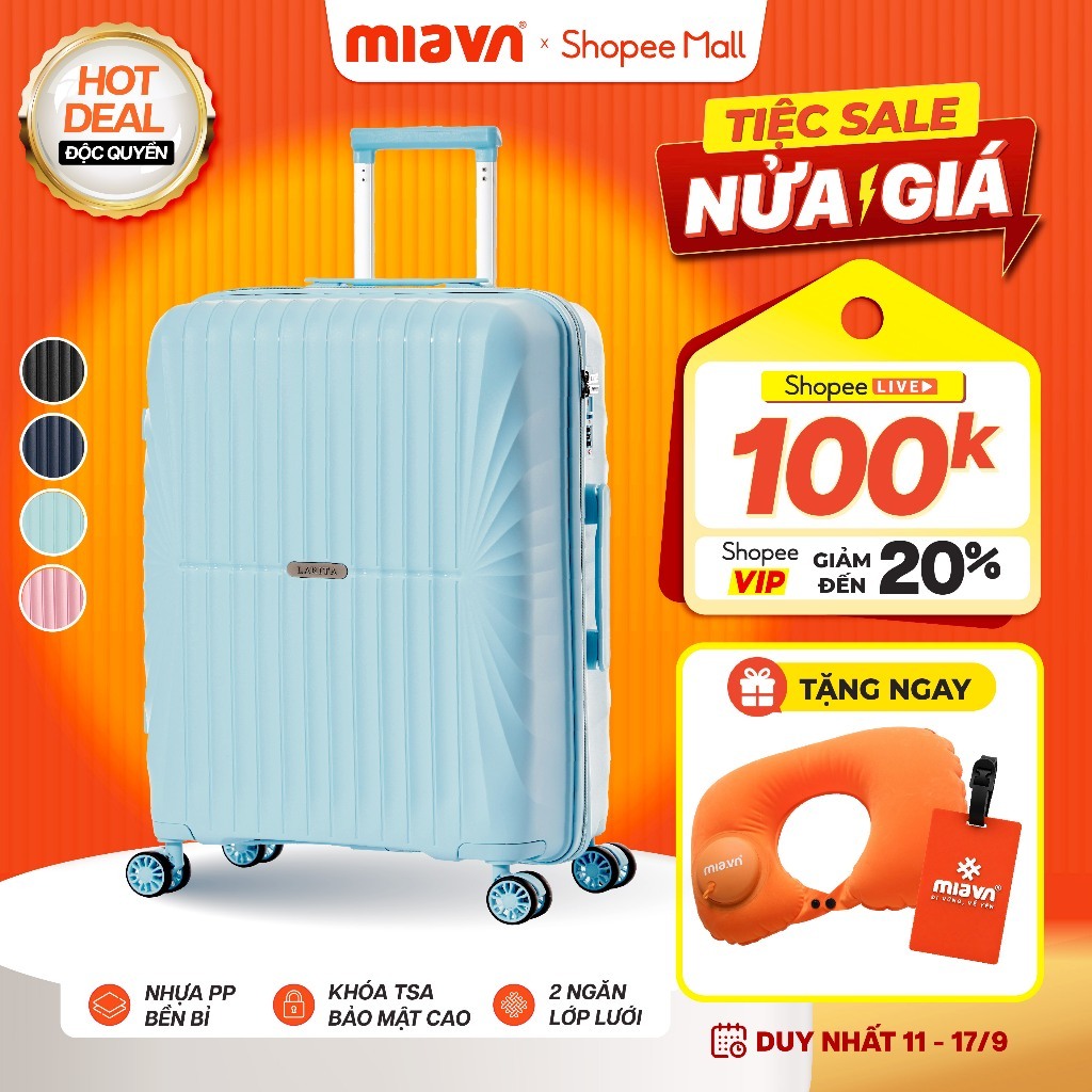 [💥ĐỘC QUYỀN] Vali Kéo MIAvn Larita JUDEN - Size 20/24/28, Nhựa PP Siêu Bền, Hạn Chế Va Đập, Khoá TSA, Bảo Hành Trọn Đời