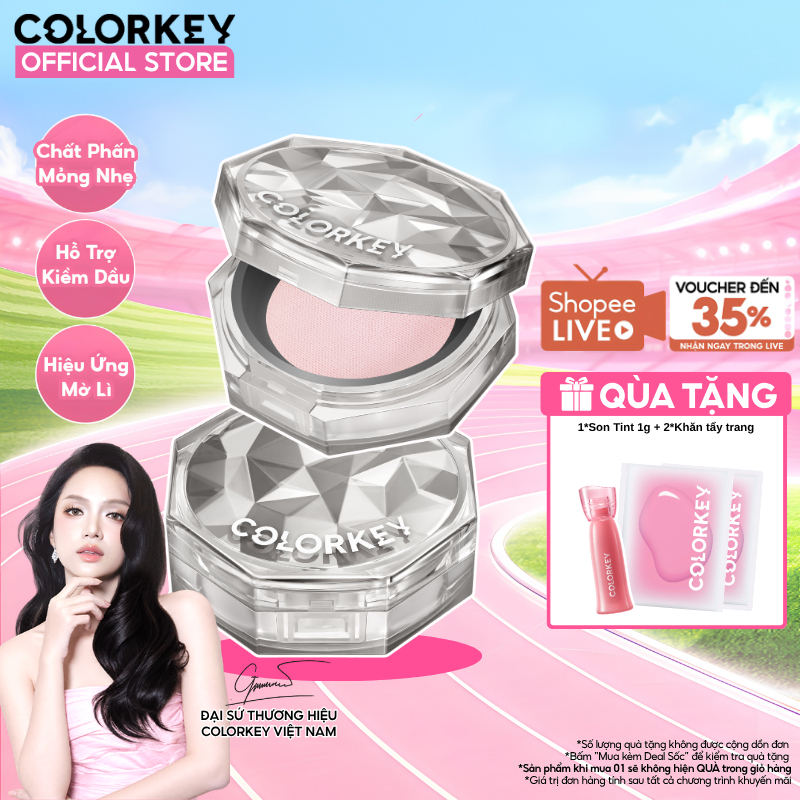 Phấn Phủ Bột Colorkey Kiềm Dầu 8g - Không Bị Flashback, Hạt Phấn Siêu Mịn, Mờ Lỗ Chân Lông, Lâu Trôi