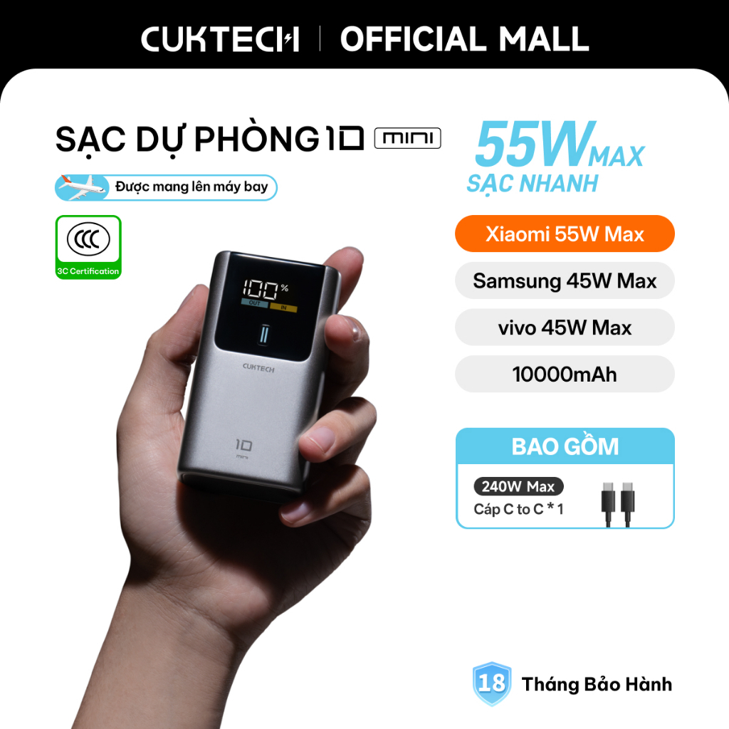 CUKTECH 120W 25000mAh Sạc Nhanh Công Suất Cao Pin Dự Phòng – Hỗ Trợ Xiaomi 120W Laptop 100W Samsung 45W iP18/17/16 – ảnh mô tả chi tiết 14