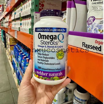 Viên uống Omega 3, sterols & CoQ10 Webber Naturals 200 viên; HSD T8/2027