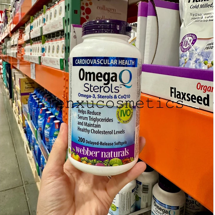 Viên uống Omega 3, sterols & CoQ10 Webber Naturals 200 viên; HSD T8/2027