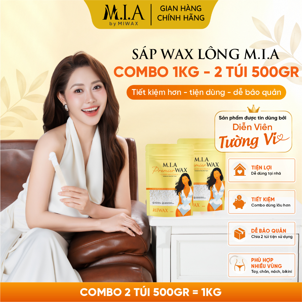 Tặng Que Gỗ - 1Kg Sáp Wax Lông Nóng MIA WAXING by MIWAX, Wax Lông Nách, Wax Tay Chân, Wax Bikini, Wax Toàn Thân