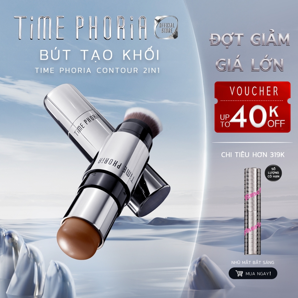 Bút tạo khối Time Phoria Contour 2in1 hiệu ứng 3D thon gọn mặt chuẩn màu lâu trôi trang điểm tự nhiên