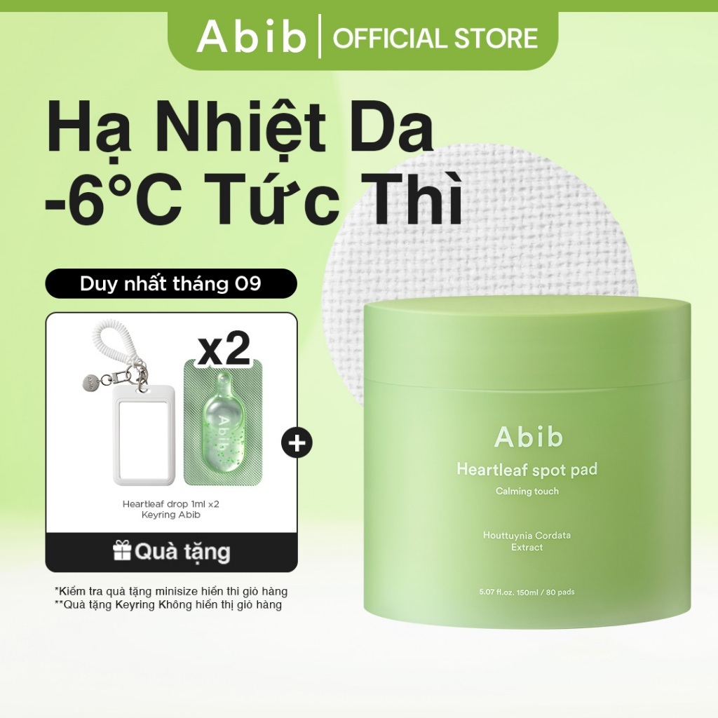 Toner pad diếp cá làm dịu & tẩy tế bào chết Abib Heartleaf Spot Pad Calming Touch (80 miếng)