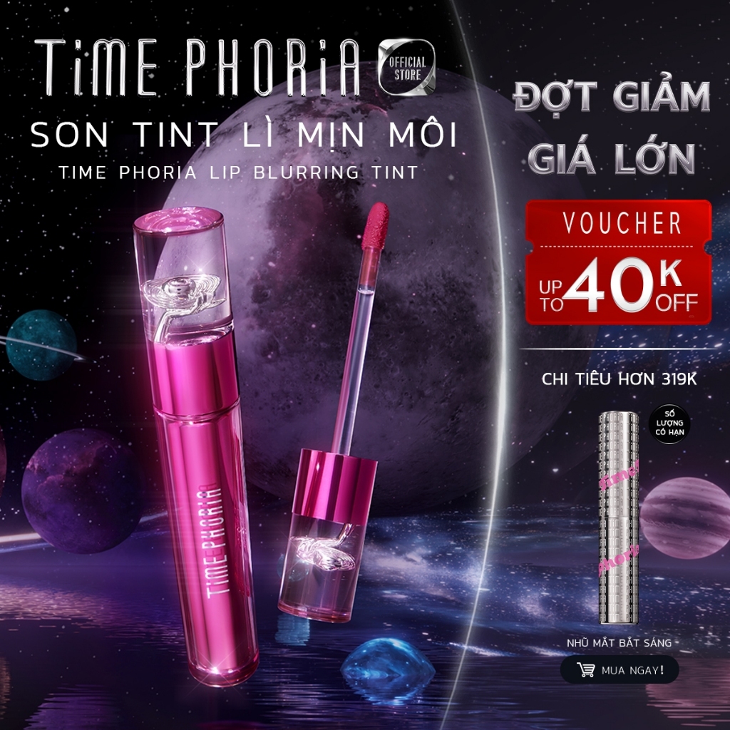 Son tint lì mịn môi Time Phoria Lip Blurring Tint chuẩn màu lâu trôi che phủ rãnh môi