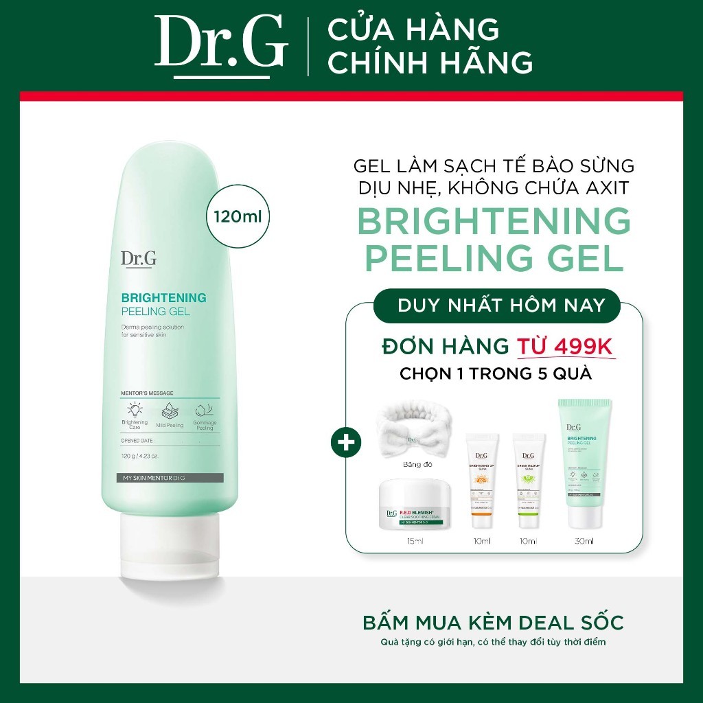 Gel làm sạch tế bào sừng dịu nhẹ Dr.G Brightening Peeling Gel DrG 120g