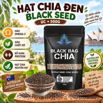 Hạt Chia Đen BLACK SEED Úc 500g | Hạt Chia Giàu Omega-3, Chất Xơ & Protein