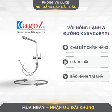 Vòi bếp Kagol K61 Inox SUS 304 – Vòi 3 đường nước, 2 chế độ