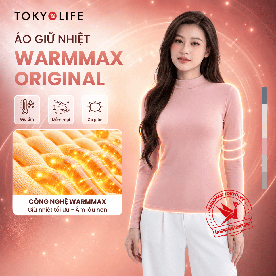 Áo giữ nhiệt WarmMax Original Nữ chất vải co giãn ôm body giữ ấm cả ngày trong thời tiết rét đậm TOKYOLIFE 40000021