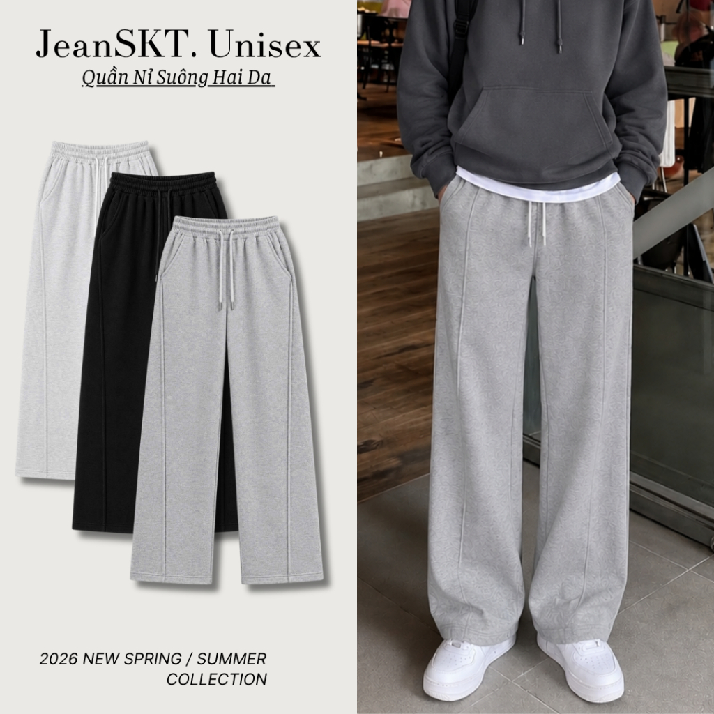 [DEAL MỞ BÁN] Quần Nỉ Ống Suông MenZone Quần nỉ 2 Da cạp chun nam nữ unisex local brand