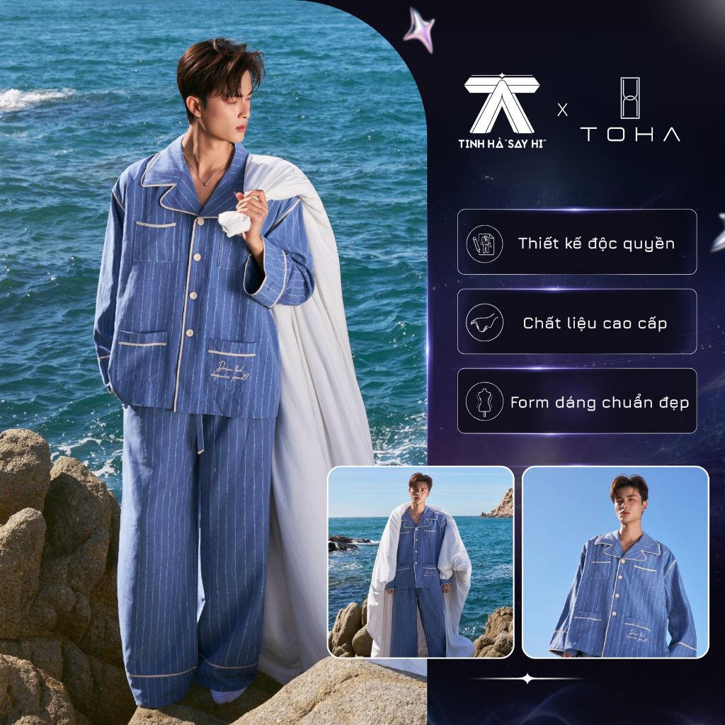 TINH HÀ "SAY HI" & TOHA HOMEWEAR | Bộ Đồ Ngủ DOPAMINE Màu Colbat Blue Cao Cấp Vải Mềm Mịn Thấm Hút Tốt