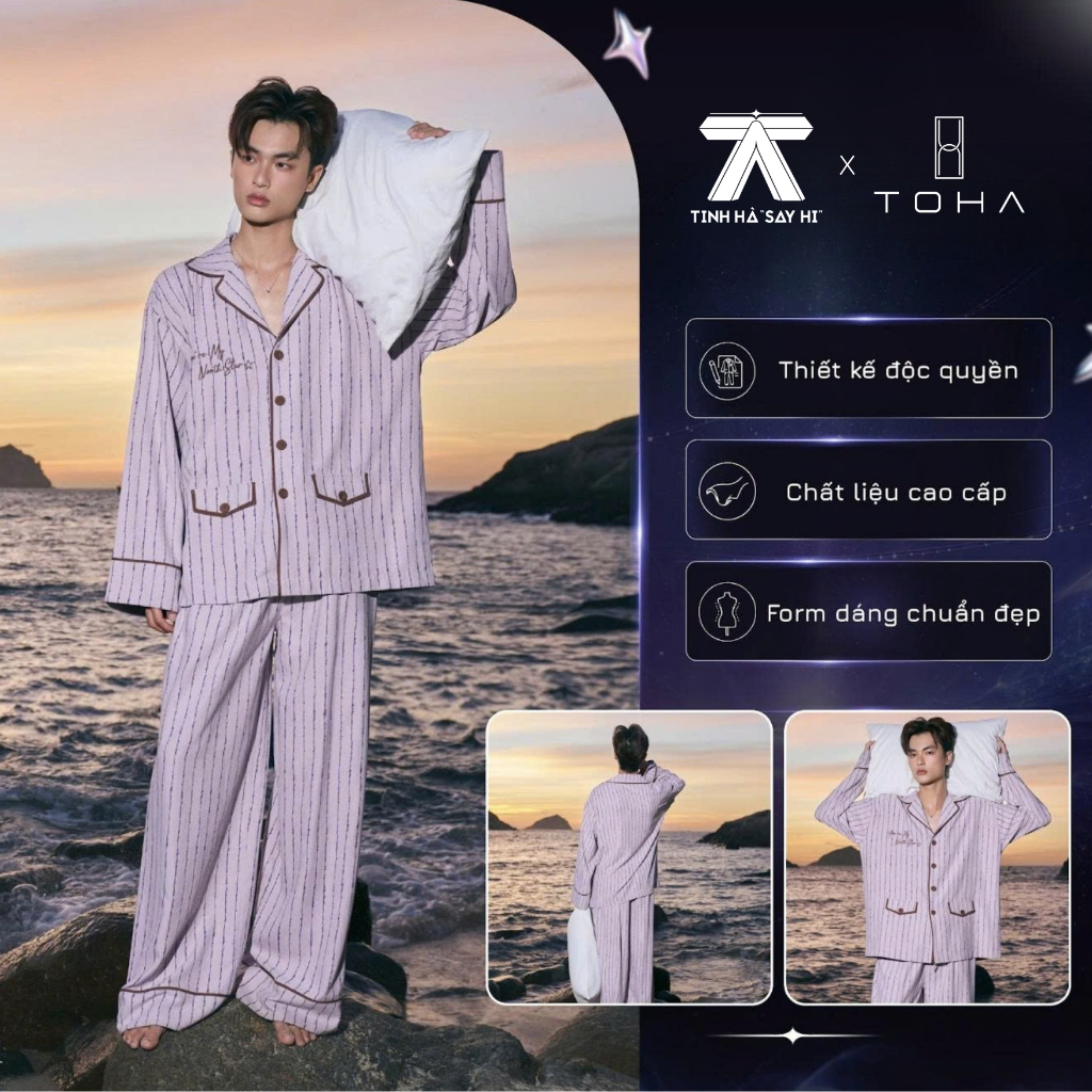 TINH HÀ "SAY HI" & TOHA HOMEWEAR | Bộ Pijama Nam Nữ NORTH STAR Màu Tím Lavender Nhẹ Nhàng, Dáng Dài Thoải Mái