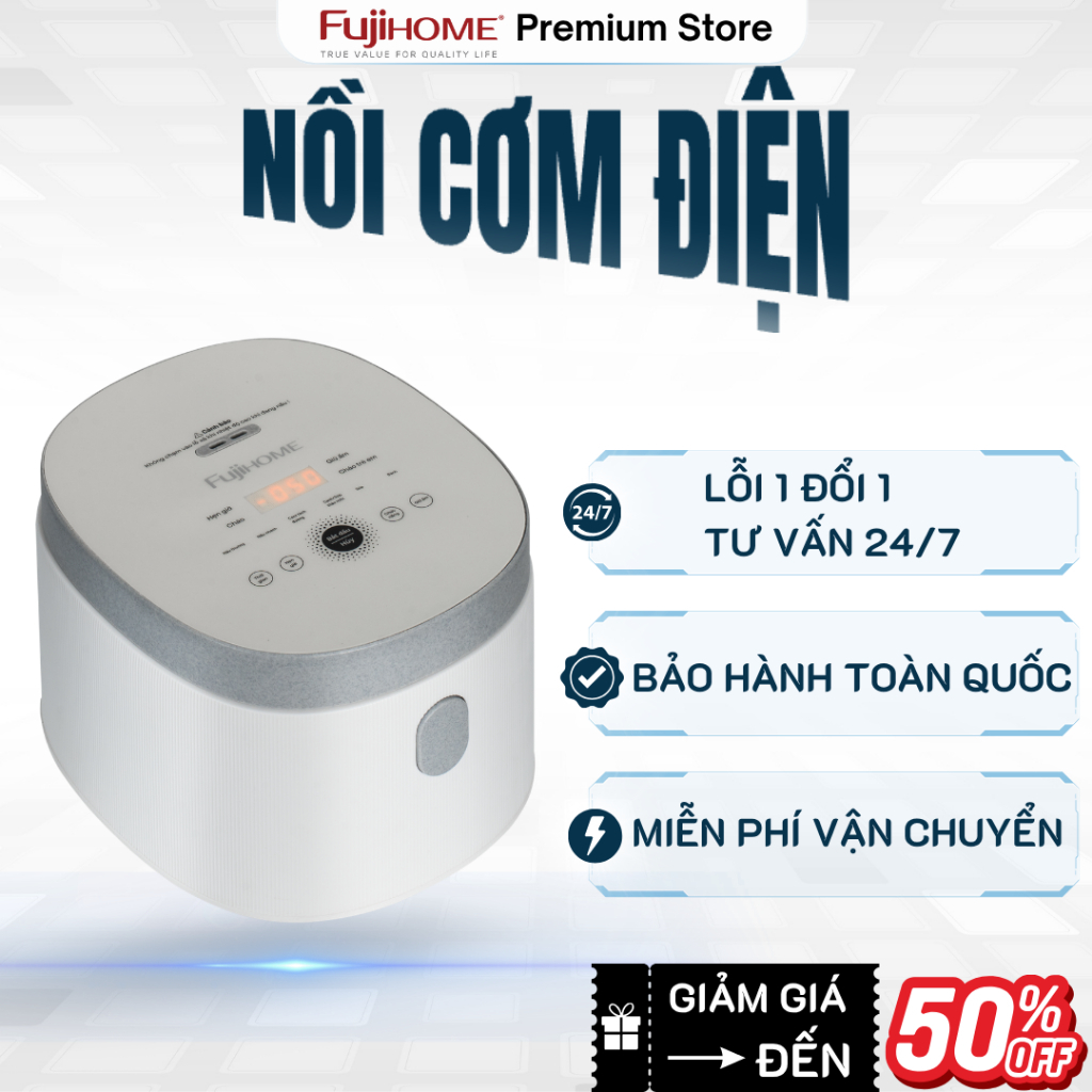 Nồi Cơm Điện Fujihome Inox LowSugar RC10BLS 1L – Cơm Giảm Đường, Inox 304, Fuzzy Logic, 8 Chế Độ Nấu