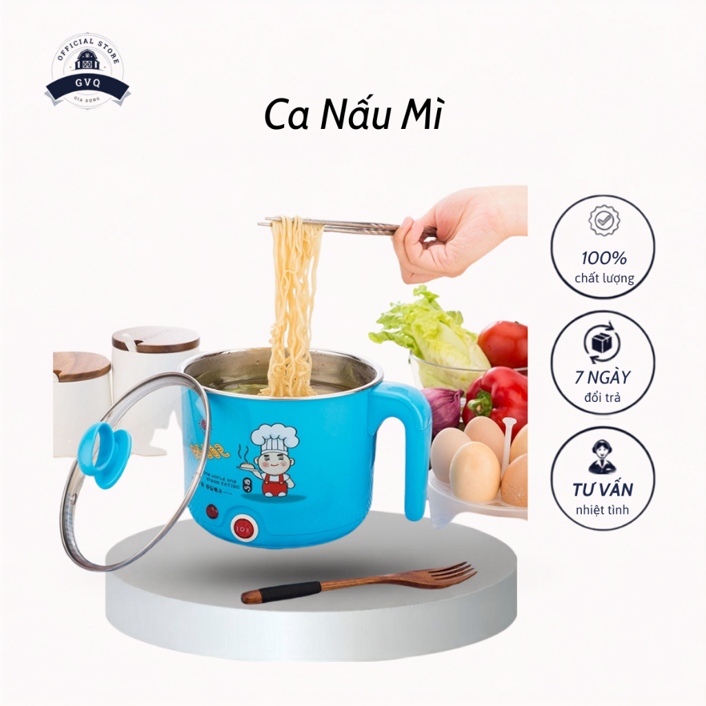 Ca Nấu Mì Chống Dính Đa Năng Nhanh Sôi Tiết Kiệm Điện Tiện Lợi Sử Dụng Cho Sinh Viên, Dân Văn Phòng (GVQ Store)