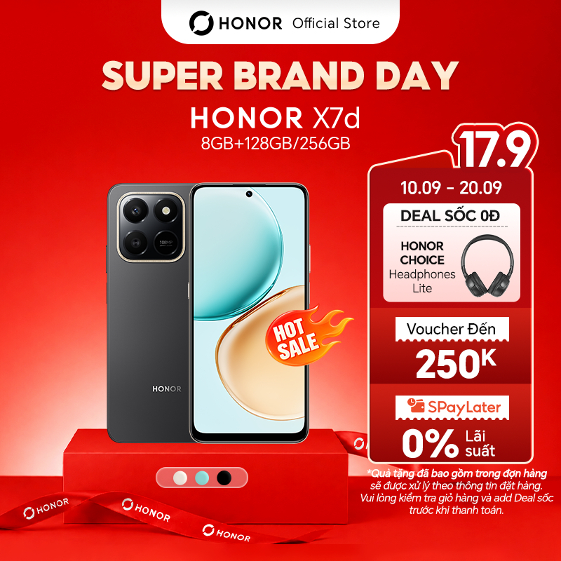 Điện Thoại HONOR X7d 8GB+128/256GB | Pin 6500mAh | Camera 108MP | Bảo hành 18 Tháng