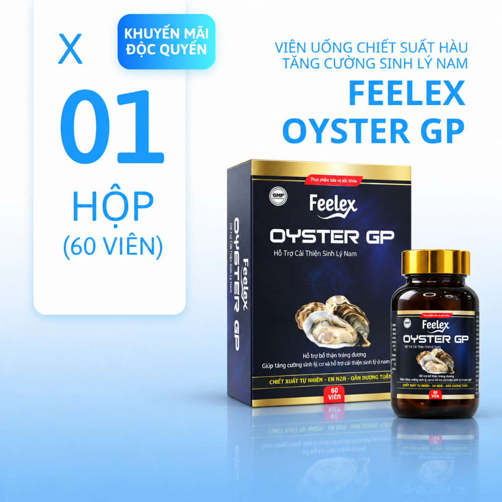 Hàu Feelex Oyster GP chiết xuất thịt hàu bổ sung kẽm tăng cường sức khỏe nam giới hộp 60 viên