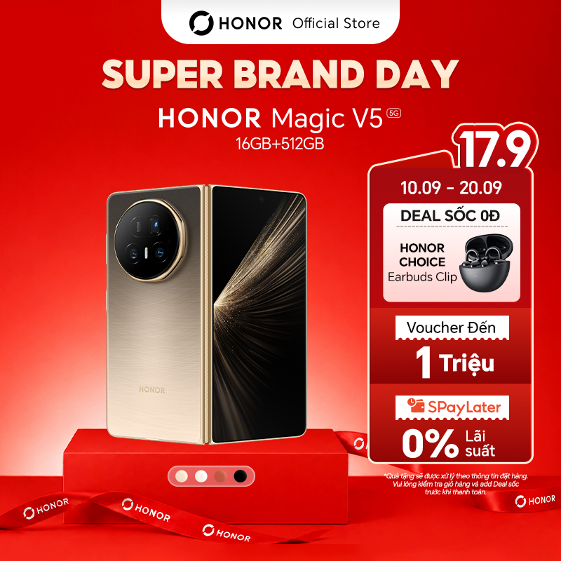 Điện Thoại Cao Cấp HONOR Magic V5 16GB+512GB | Pin 5820mAh | Màn hình 7.95 inch | Snapdragon 8 Elite